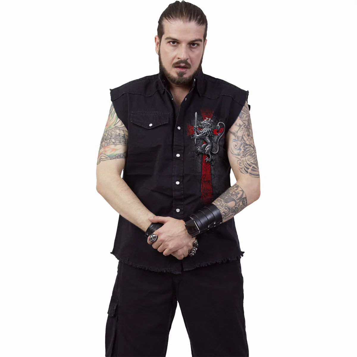 VALIANT - Sleeveless Stone Washed Worker Black - Image 3