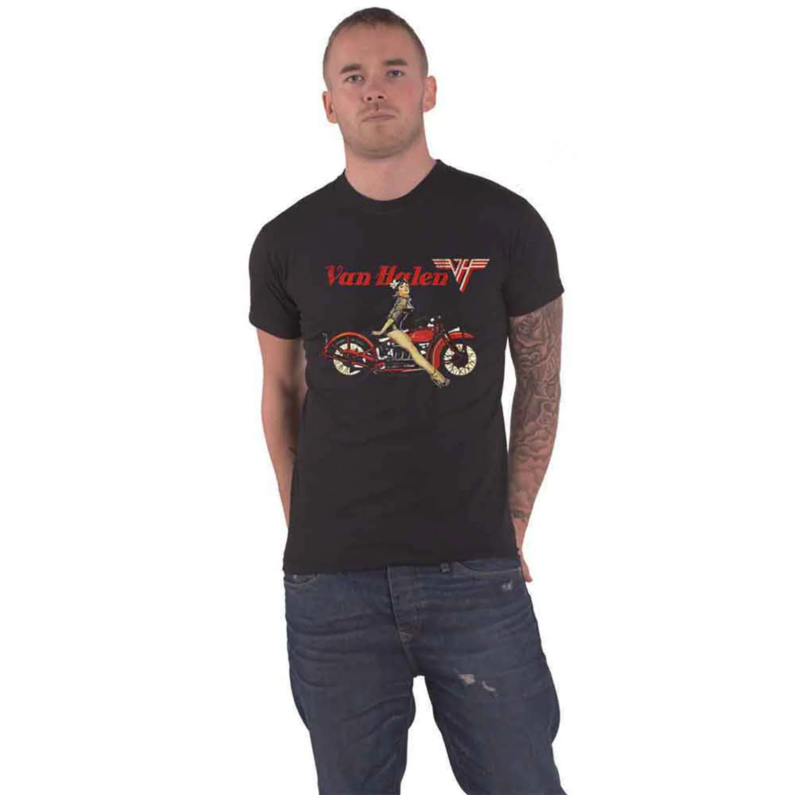 VAN HALEN - PIN-UP MOTORCYCLE - T-Shirt Black - Image 2
